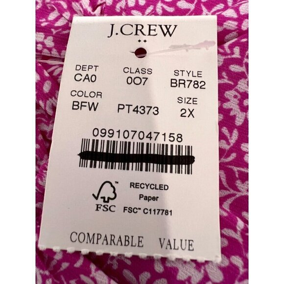 New J. Crew Size 2X Ruffleneck top Floral Pink Multi SU23 *Stain* - Picture 10 of 12